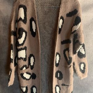 Womens Pinkblush Brown and Black Patterned Cardigan